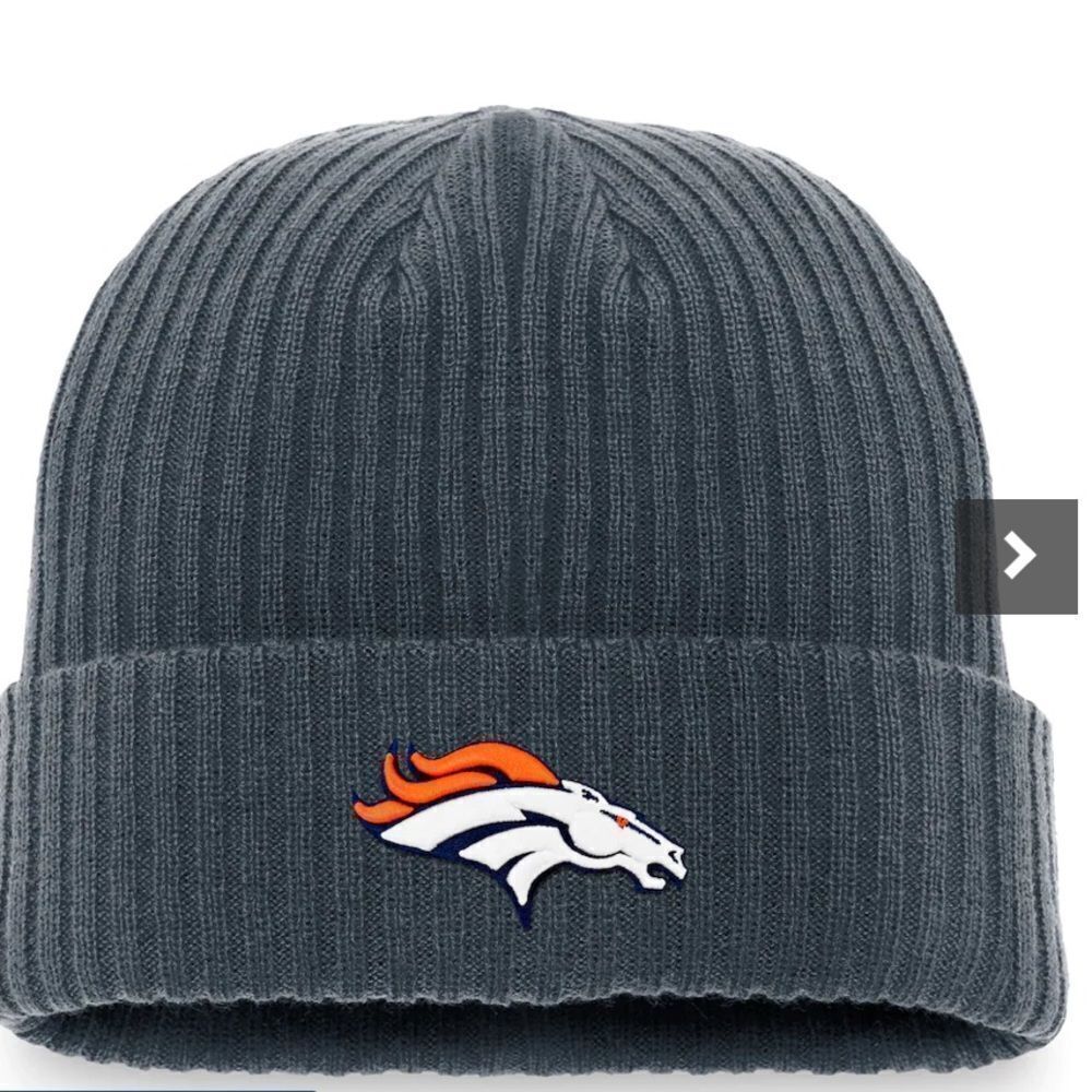 Denver Broncos Fanatics Branded Dark Shadow Cuffed Knit Hat - Charcoal/White NWT